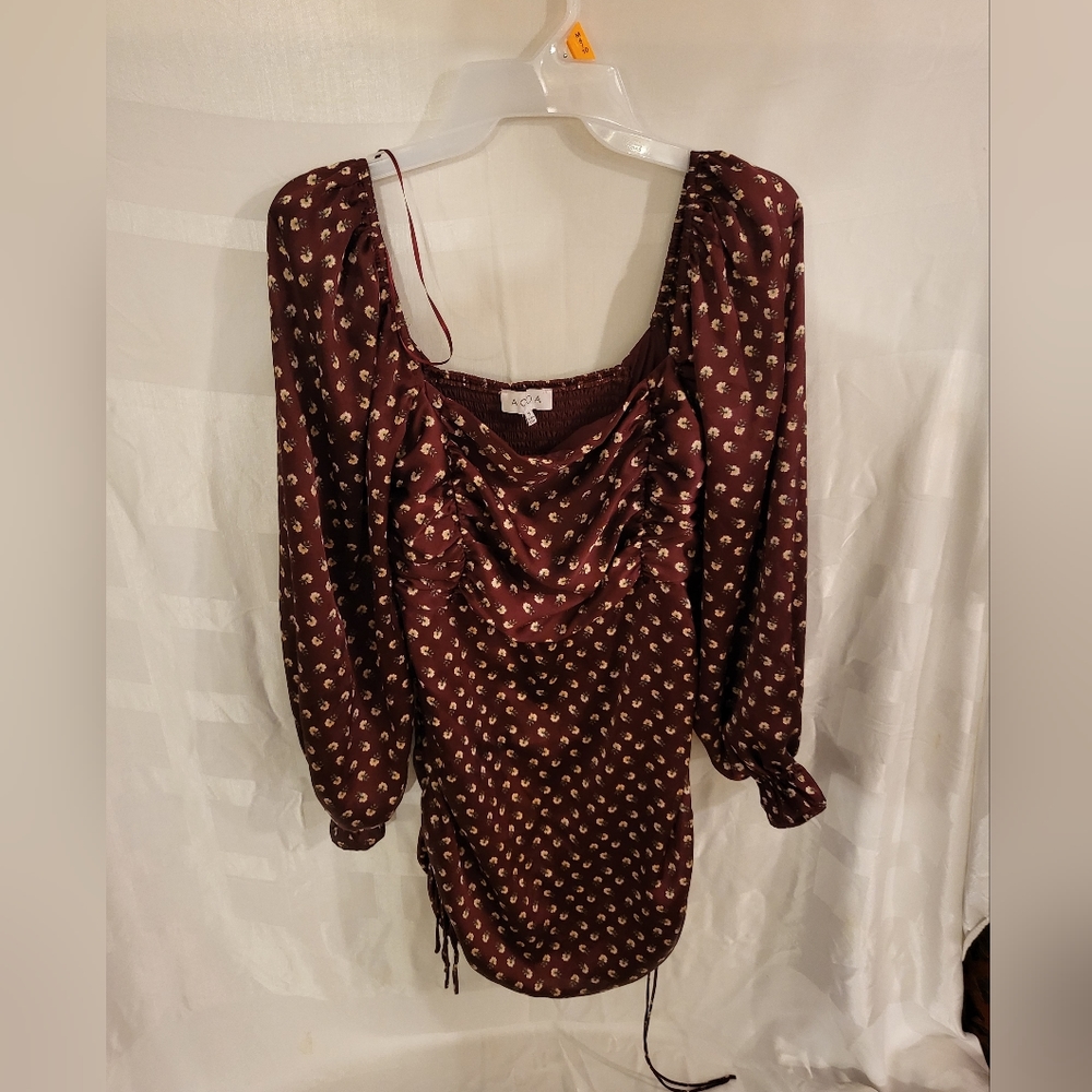 ACOA Floral Maroon Bodycon Dress - Women's S